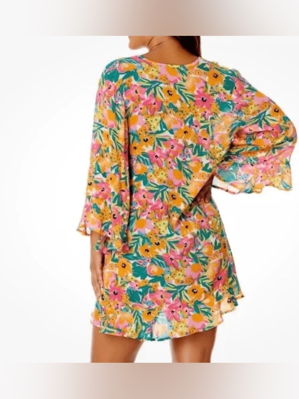 Anne Cole Limited Edition Lady’s Flounce V-Neck Tunic Cover Up, Size XS/S - Picture 3 of 10